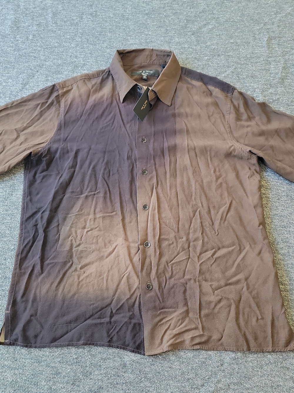 NWT Rag & Bone Dalton Printed Shirt Men's XS Brown Gradient Short Sleeve